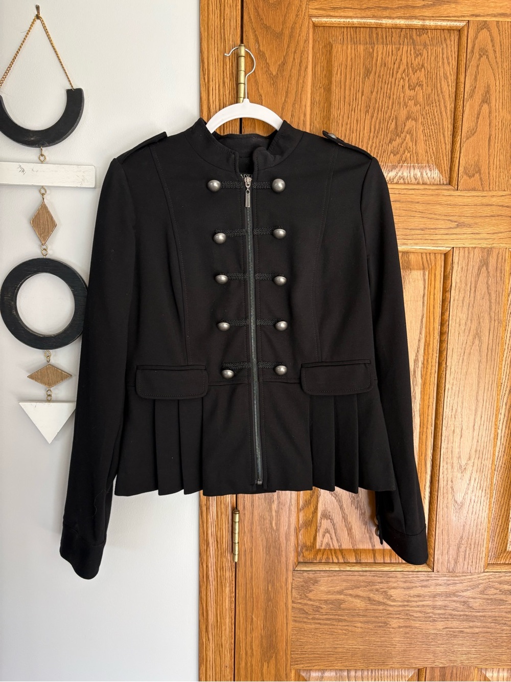 Apt. 9 Black Military-Inspired Peplum Jacket